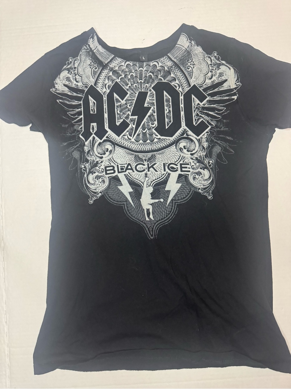 AC/DC Black Tee with White 'Black Ice' Graphic